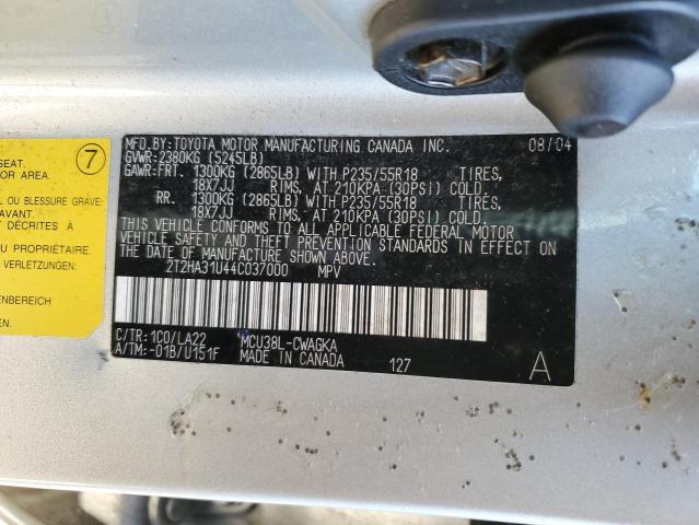 2T2HA31U44C037000 - 2004 LEXUS RX 330 SILVER photo 13