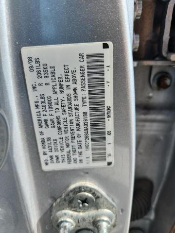 1HGCP26849A026188 - 2009 HONDA ACCORD EXL SILVER photo 12