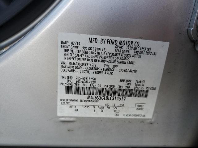 MAJ6S3GL0LC314519 - 2020 FORD ECOSPORT SE 银色 照片 14