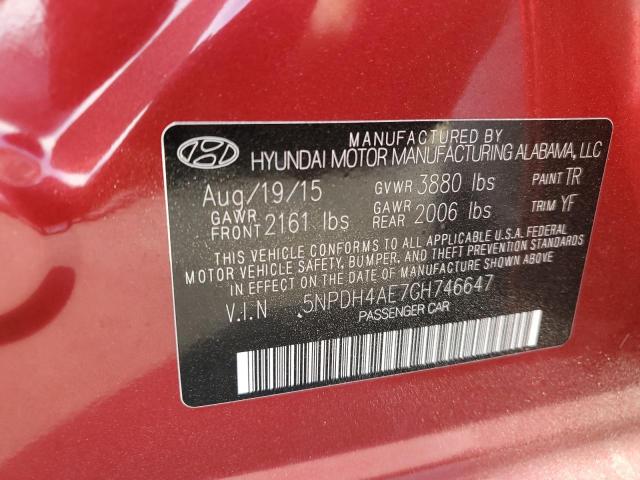 5NPDH4AE7GH746647 - 2016 HYUNDAI ELANTRA SE RED photo 13