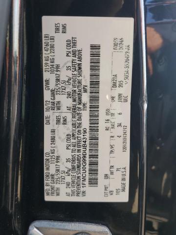 1FMCU0G99DUB43190 - 2013 FORD ESCAPE SE შავი ფოტო 12