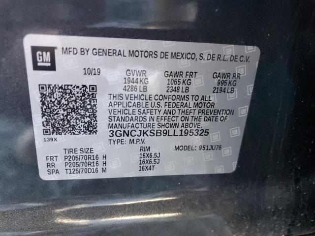 3GNCJKSB9LL195325 - 2020 CHEVROLET TRAX LS GRAY photo 12