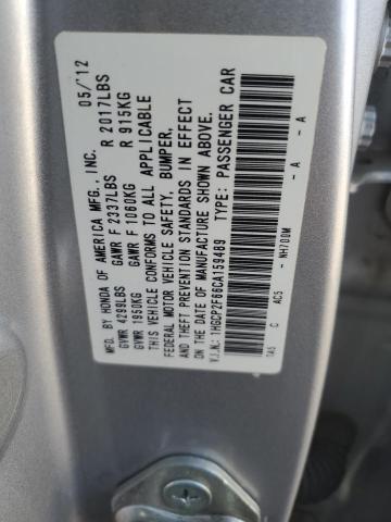 1HGCP2F66CA159489 - 2012 HONDA ACCORD SE SILVER photo 12