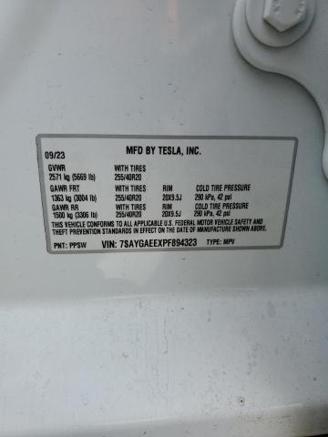 7SAYGAEEXPF894323 - 2023 TESLA MODEL Y 白色 照片 13