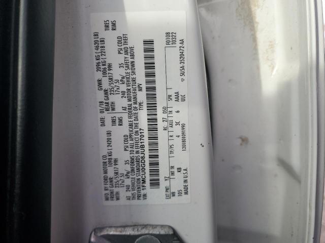 1FMCU0GD8JUB17017 - 2018 FORD ESCAPE SE 白色 照片 13