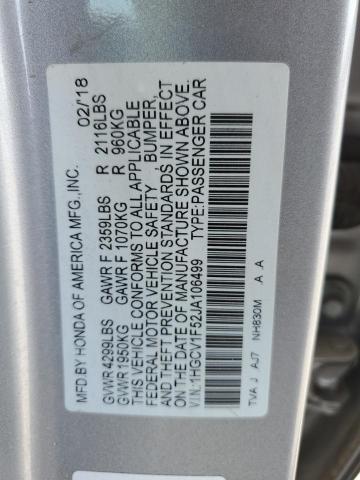 1HGCV1F52JA106499 - 2018 HONDA ACCORD EXL SILVER photo 12