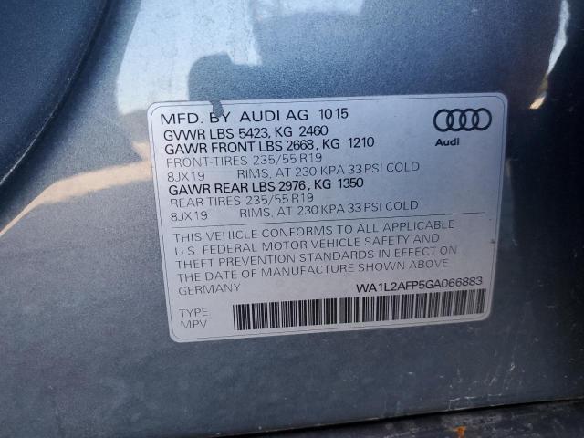 WA1L2AFP5GA066883 - 2016 AUDI Q5 PREMIUM PLUS ნაცრისფერი ფოტო 12