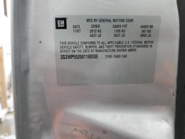 2G2WP552581188306 - 2008 PONTIAC GRAND PRIX ვერცხლისფერი ფოტო 12
