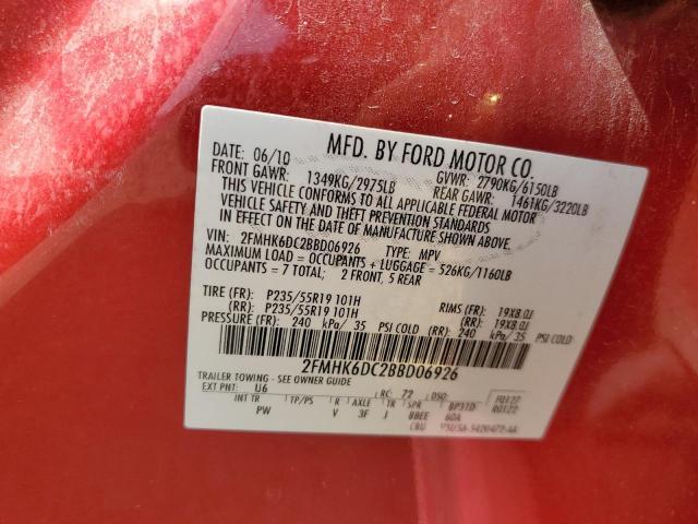 2FMHK6DC2BBD06926 - 2011 FORD FLEX LIMITED წითელი ფოტო 14