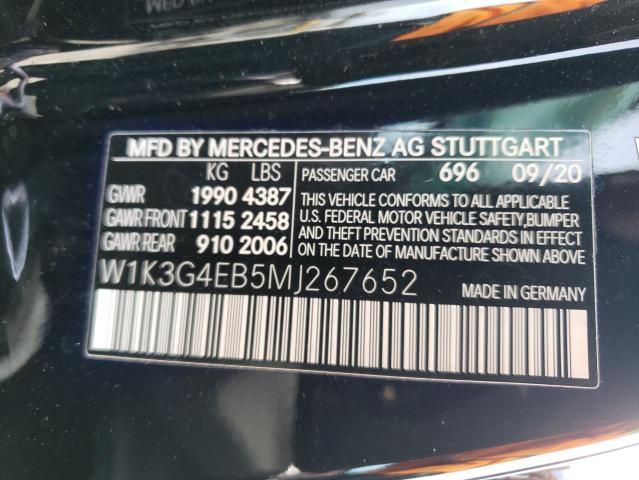 W1K3G4EB5MJ267652 - 2021 MERCEDES-BENZ A 220 BLACK photo 12