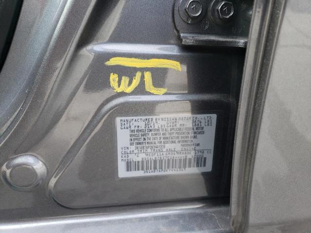 3N1AB7AP2KY441319 - 2019 NISSAN SENTRA S GRAY photo 12