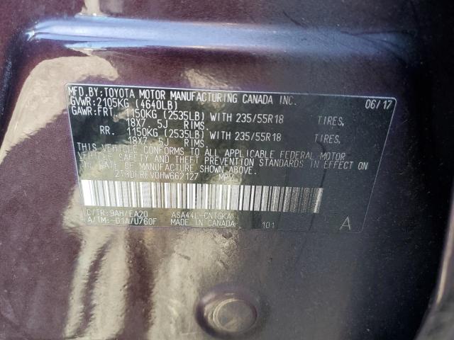 2T3DFREV0HW662127 - 2017 TOYOTA RAV4 LIMITED იასამნისფერი ფოტო 13