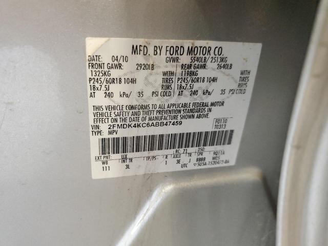 2FMDK4KC6ABB47459 - 2010 FORD EDGE LIMITED SILVER photo 14