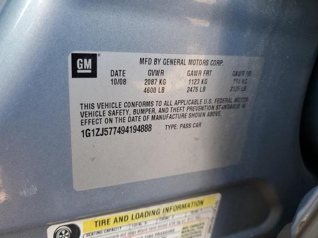 1G1ZJ577494194888 - 2009 CHEVROLET MALIBU 2LT 蓝色 照片 12