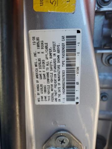 1HGCM56827A079303 - 2007 HONDA ACCORD EX SILVER photo 12