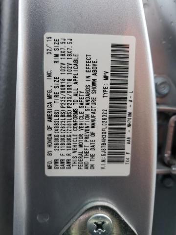 5J8TB4H3XFL026322 - 2015 ACURA RDX SILVER photo 13