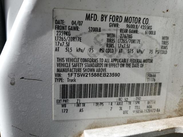 1FTSW21588EB23590 - 2008 FORD F250 SUPER DUTY WHITE photo 12