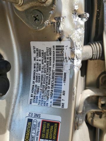 1HGFA158X7L083927 - 2007 HONDA CIVIC EX GOLD photo 12