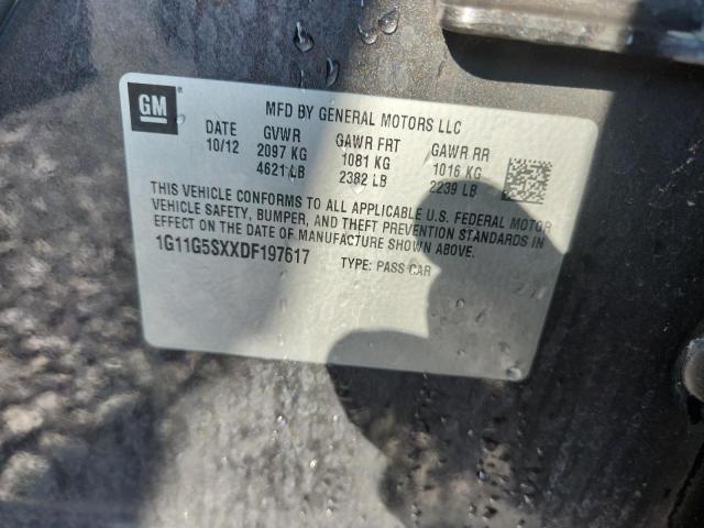 1G11G5SXXDF197617 - 2013 CHEVROLET MALIBU 3LT ნაცრისფერი ფოტო 12