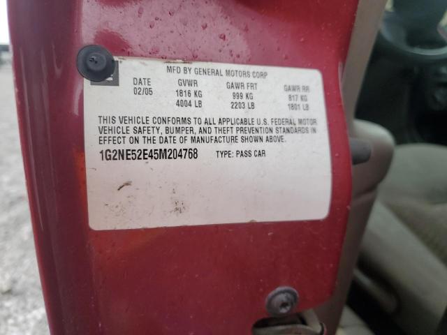 1G2NE52E45M204768 - 2005 PONTIAC GRAND AM SE RED photo 12