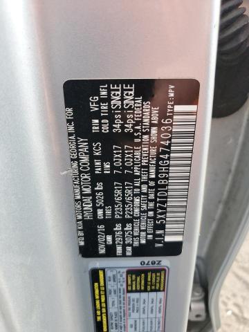 5XYZTDLB9HG474036 - 2017 HYUNDAI SANTA FE S SILVER photo 14