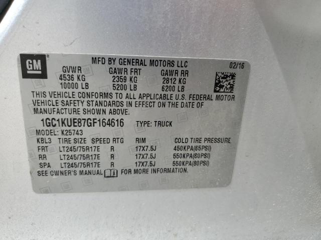 1GC1KUE87GF164616 - 2016 CHEVROLET SILVERADO K2500 HEAVY DUTY SILVER photo 12