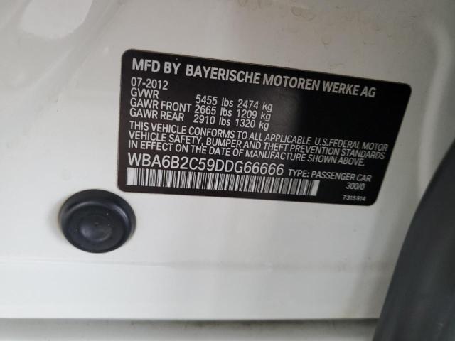 WBA6B2C59DDG66666 - 2013 BMW 650 I WHITE photo 12