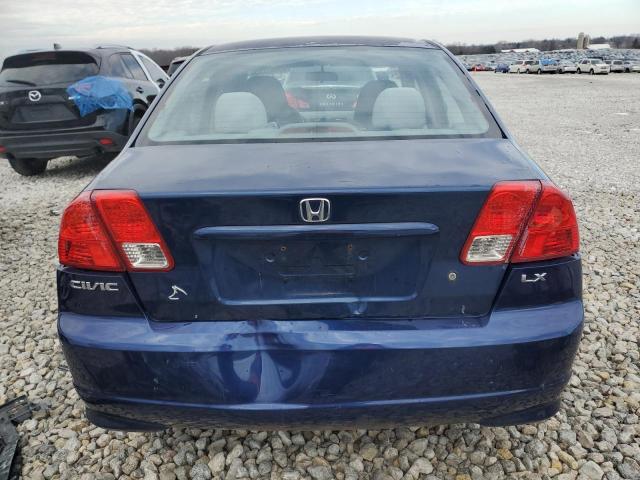 2HGES16554H504023 - 2004 HONDA CIVIC LX BLUE photo 6