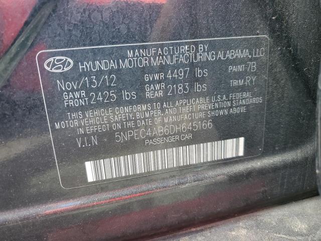 5NPEC4AB6DH645166 - 2013 HYUN SONATA SE 黑色 照片 12