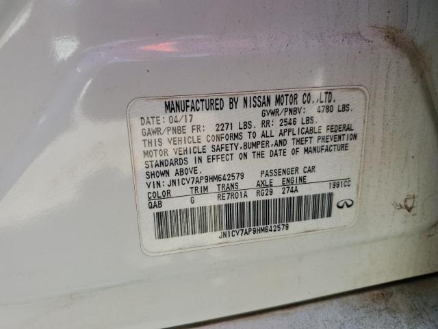 JN1CV7AP9HM642579 - 2017 INFINITI Q50 BASE WHITE photo 12