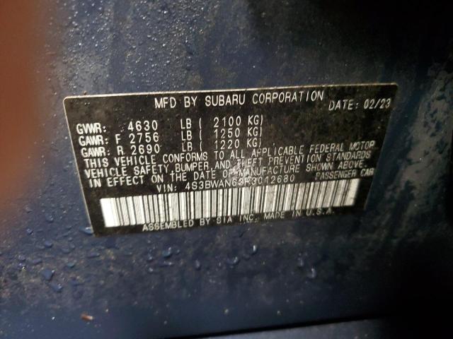 4S3BWAN63P3012680 - 2023 SUBARU LEGACY LIMITED BLUE photo 12