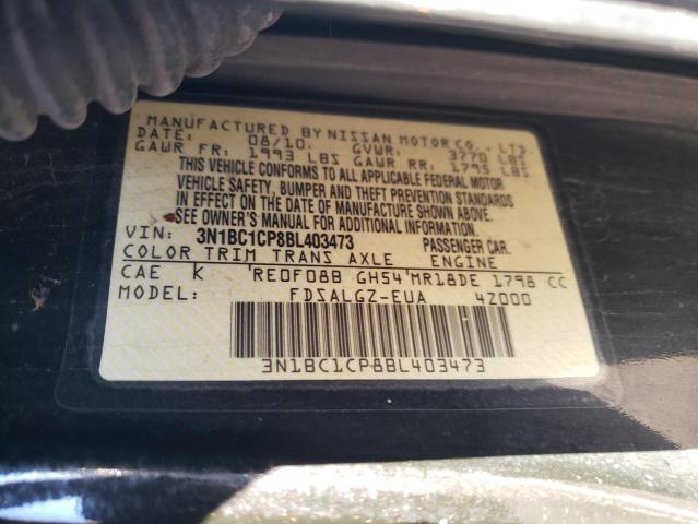 3N1BC1CP8BL403473 - 2011 NISSAN VERSA S BLACK photo 13