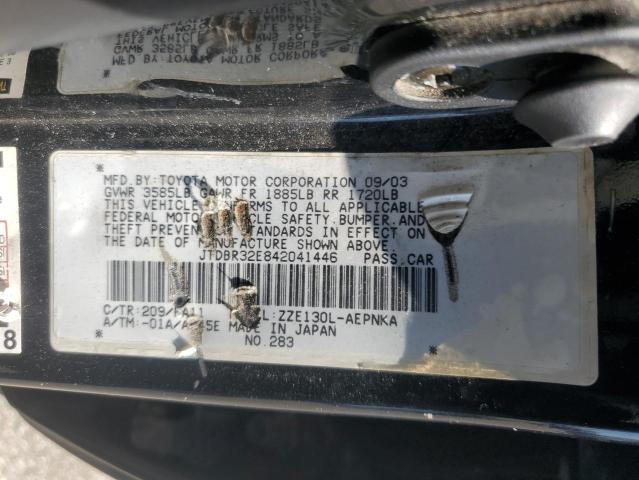JTDBR32E842041446 - 2004 TOYOTA COROLLA CE BLACK photo 12