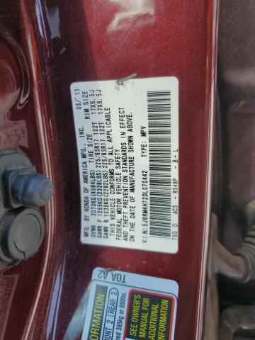 5J6RM4H72DL070442 - 2013 HONDA CR-V EXL MAROON photo 13