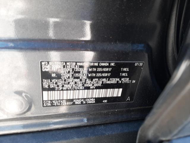 2T3P1RFV7LC124383 - 2020 TOYOTA RAV4 XLE GRAY photo 14