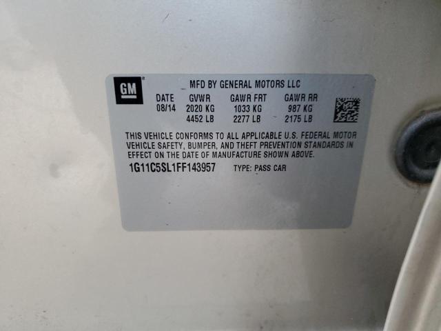 1G11C5SL1FF143957 - 2015 CHEVROLET MALIBU 1LT 金色 照片 12