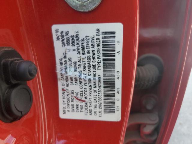 2HGFB6E53DH702697 - 2013 HONDA CIVIC SI RED photo 13
