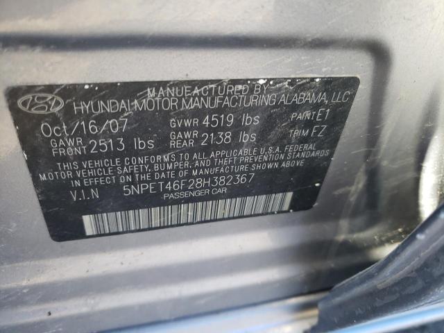 5NPET46F28H382367 - 2008 HYUNDAI SONATA GLS SILVER photo 12