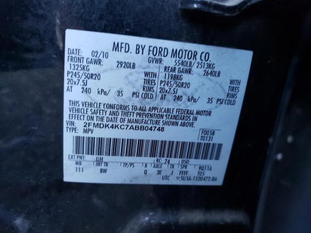 2FMDK4KC7ABB04748 - 2010 FORD EDGE LIMITED BLACK photo 13