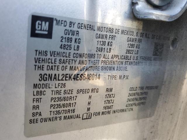 3GNAL2EK4ES648014 - 2014 CHEVROLET CAPTIVA LS 银色 照片 13