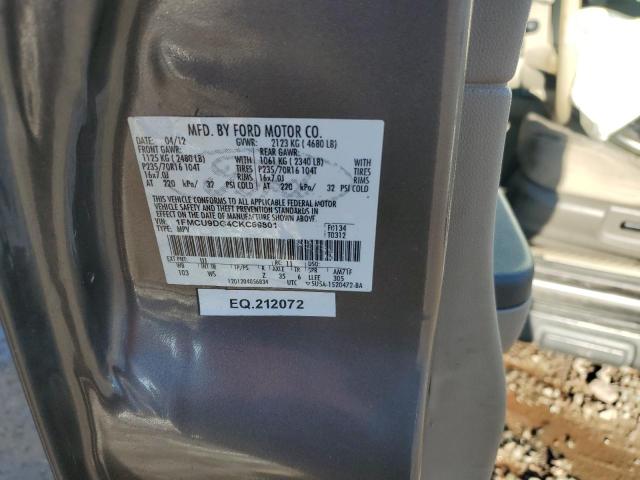 1FMCU9DG4CKC69801 - 2012 FORD ESCAPE XLT ნაცრისფერი ფოტო 13