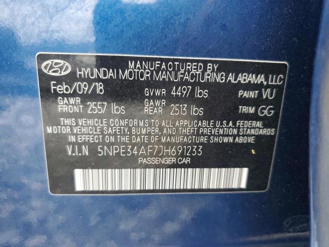 5NPE34AF7JH691233 - 2018 HYUNDAI SONATA SPORT BLUE photo 13