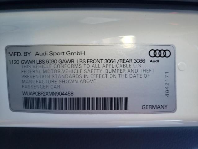 WUAPCBF2XMN904458 - 2021 AUDI RS7 WHITE photo 12