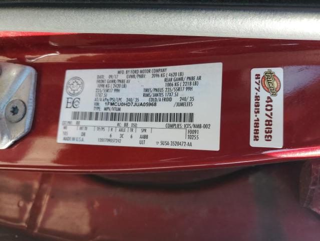 1FMCU0HD7JUA05968 - 2018 FORD ESCAPE SEL 红色 照片 13