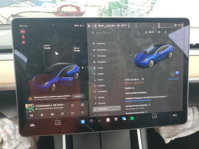 5YJ3E1EC7LF586841 - 2020 TESLA MODEL 3 蓝色 照片 9