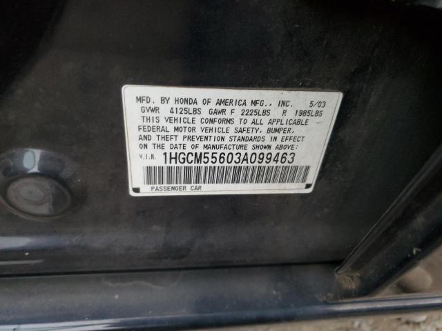 1HGCM55603A099463 - 2003 HONDA ACCORD EX BLACK photo 12