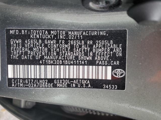 4T1BK3DB1BU411141 - 2011 TOYOTA AVALON BASE მწვანე ფოტო 13