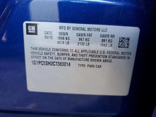 1G1PC5SH2C7383014 - 2012 CHEVROLET CRUZE LS BLUE photo 13