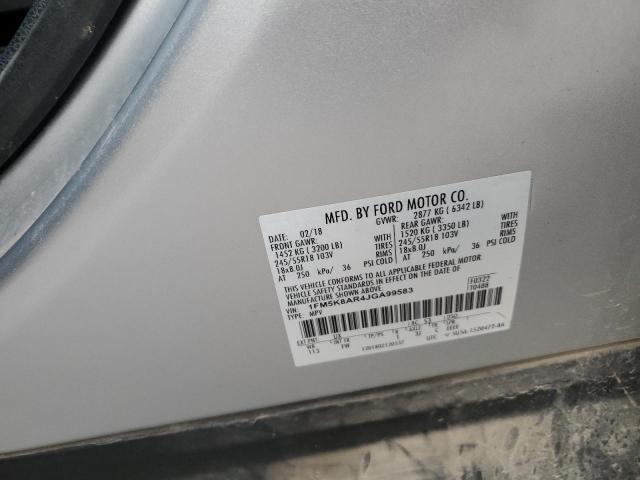 1FM5K8AR4JGA99583 - 2018 FORD EXPLORER POLICE INTERCEPTOR Silber Foto 12