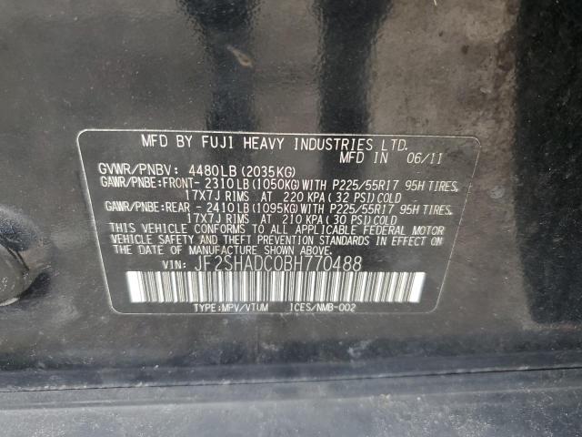 JF2SHADC0BH770488 - 2011 SUBARU FORESTER 2.5X PREMIUM BLACK photo 12